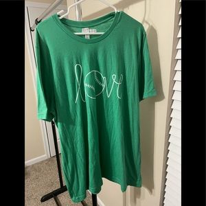 Green Love Baseball Tee- BNWT